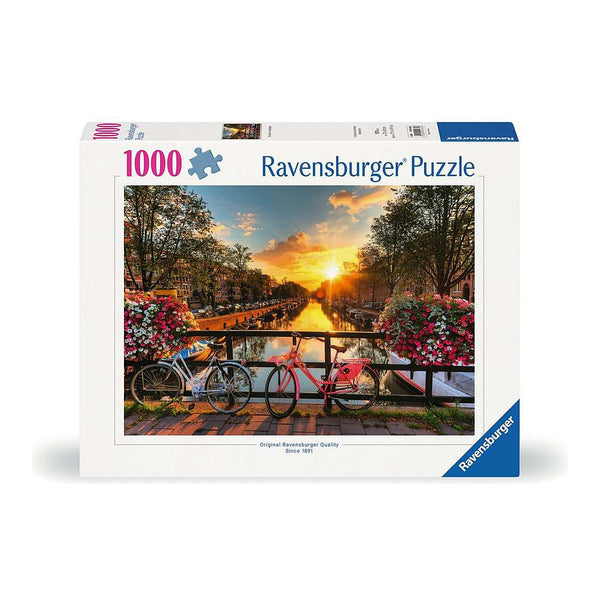 פאזל 1000 חלקים אופניים בשקיעה באמסטרדם