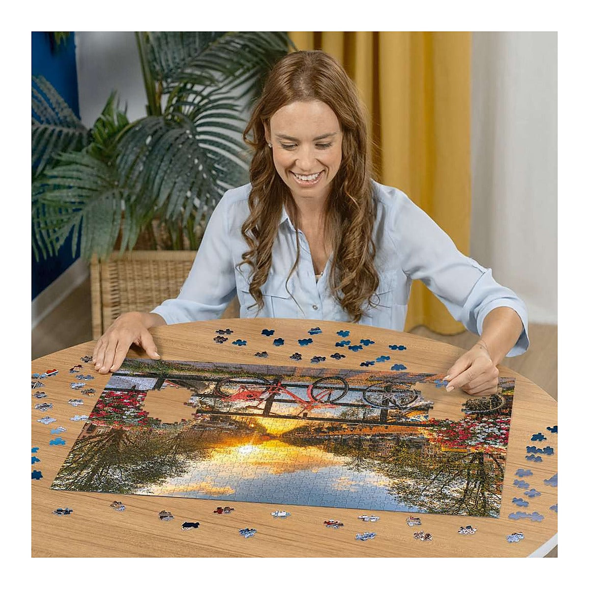 פאזל 1000 חלקים אופניים בשקיעה באמסטרדם